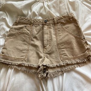 Free people kaki color denim shorts